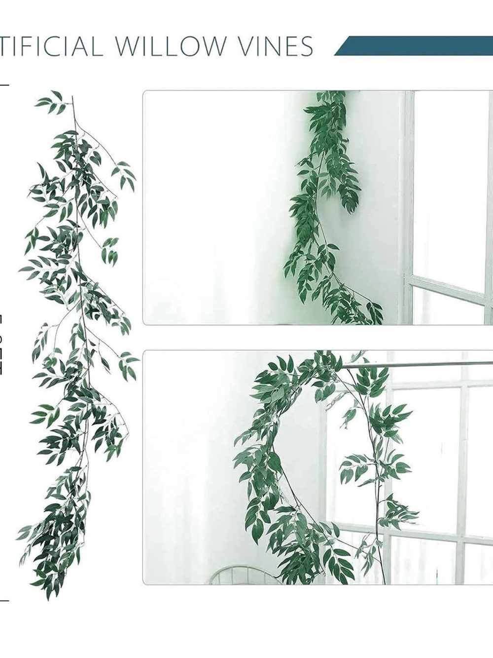5ft Artificial Greenery Garland - Faux Willow/Italian Ruscus vine decor